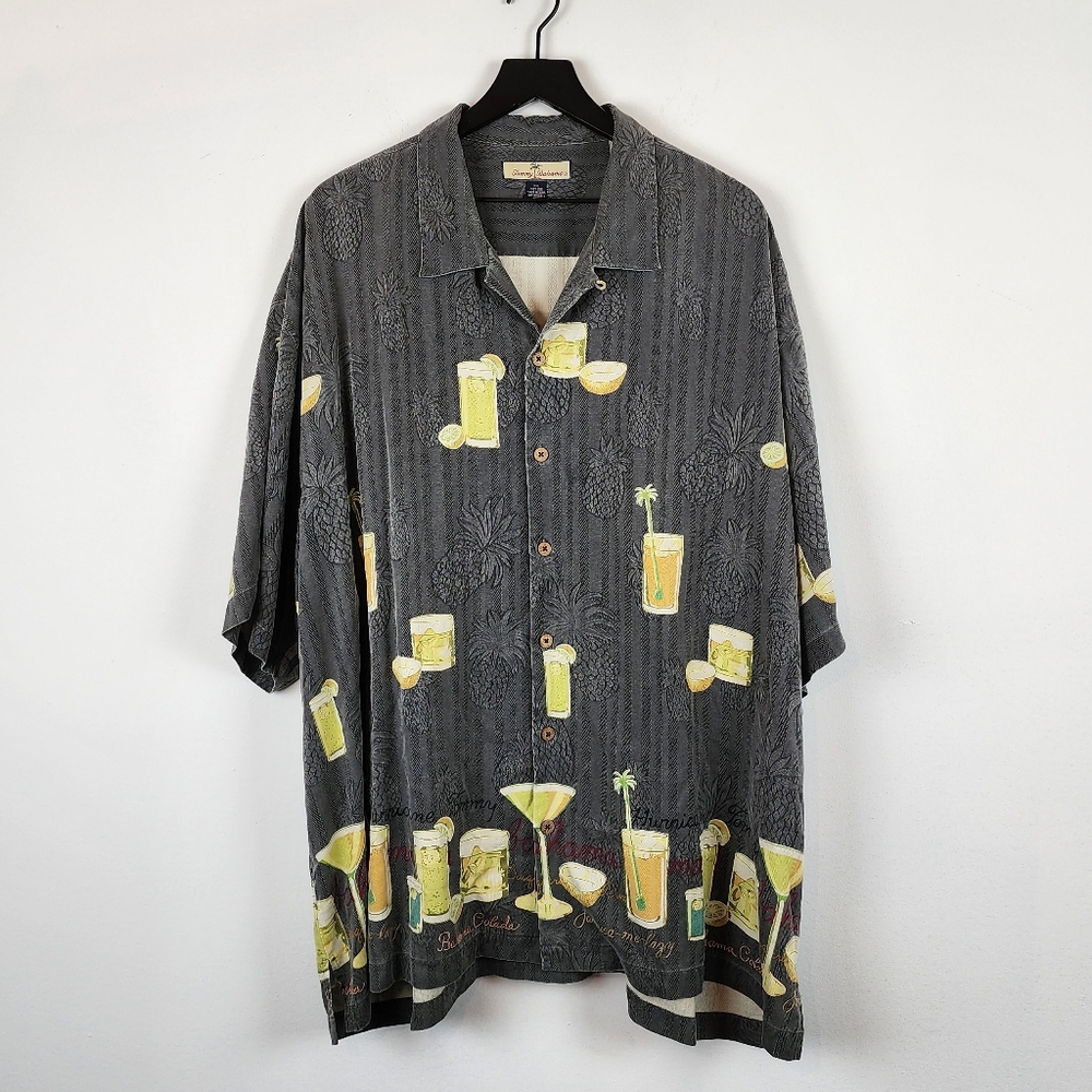 Tommy Bahama Silk Button Down Pineapples Cocktails Hawaii Vacation Cruise Sz Xxl